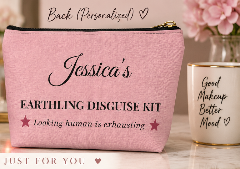 Personalized Earthling Disguise Kit Makeup Bag – Funny Alien Cosmetic Pouch