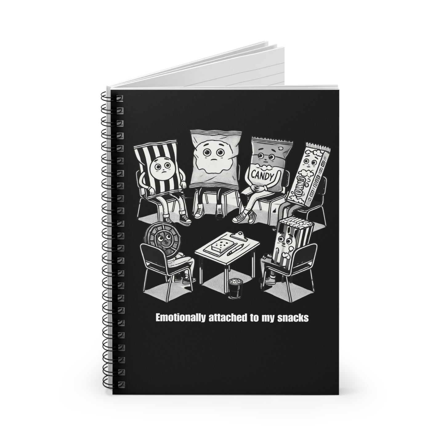 Emotionally Attached to My Snacks Spiral Notebook - Fun Snack Lovers Journal