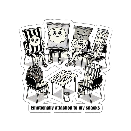 Emotionally Attached to My Snacks Kiss-Cut Stickers - Fun Snack Character Stickers for Snack Lovers